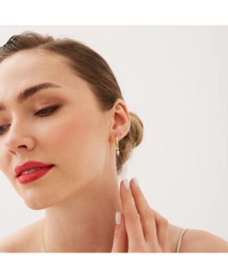 Sterling Silver Pave Spike Rhombus Drop Earrings