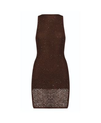 Womens Seraphina Sequin Crochet Dress - Espresso