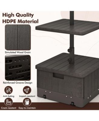 Patio 175lbs Fillable Umbrella Base w/ Table Tray Wheeled 3-in-1 Stand Outdoor