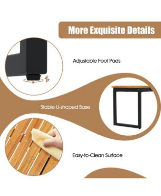 2PCS 51'' Wooden Outdoor Bench Patio Dining Bench w/Acacia Wood Seat