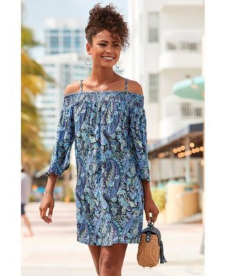 Women's flowy off the shoulder patterned dress
