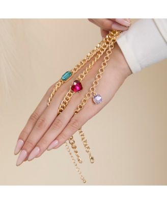 3-Piece Chunky Gemstone Chain Bracelet Set
