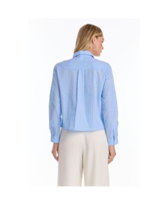 Women's Josefina Crystal Button Up - Blue Stripe