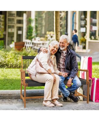 Patio 2-Person Acacia Wood Bench All-Weather Rope Woven Outdoor Garden