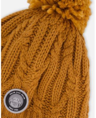 Boy Lined Winter Hat with Pompom Brown Sugar - Toddler|Child