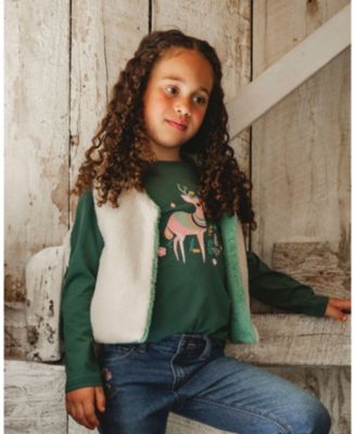 Big Girls Reversible Faux Fur Vest