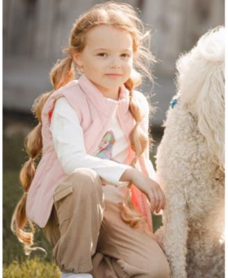 Toddler Girls Corduroy Puffy Sleeveless Vest Dusty Pink - Toddler|Child