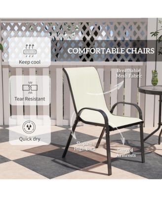 Outdoor Bistro Set Small Patio Set w/ Stackable Chairs,