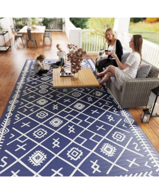 Outdoor Rug, 9' x 18' Floor Mat, Rhombus