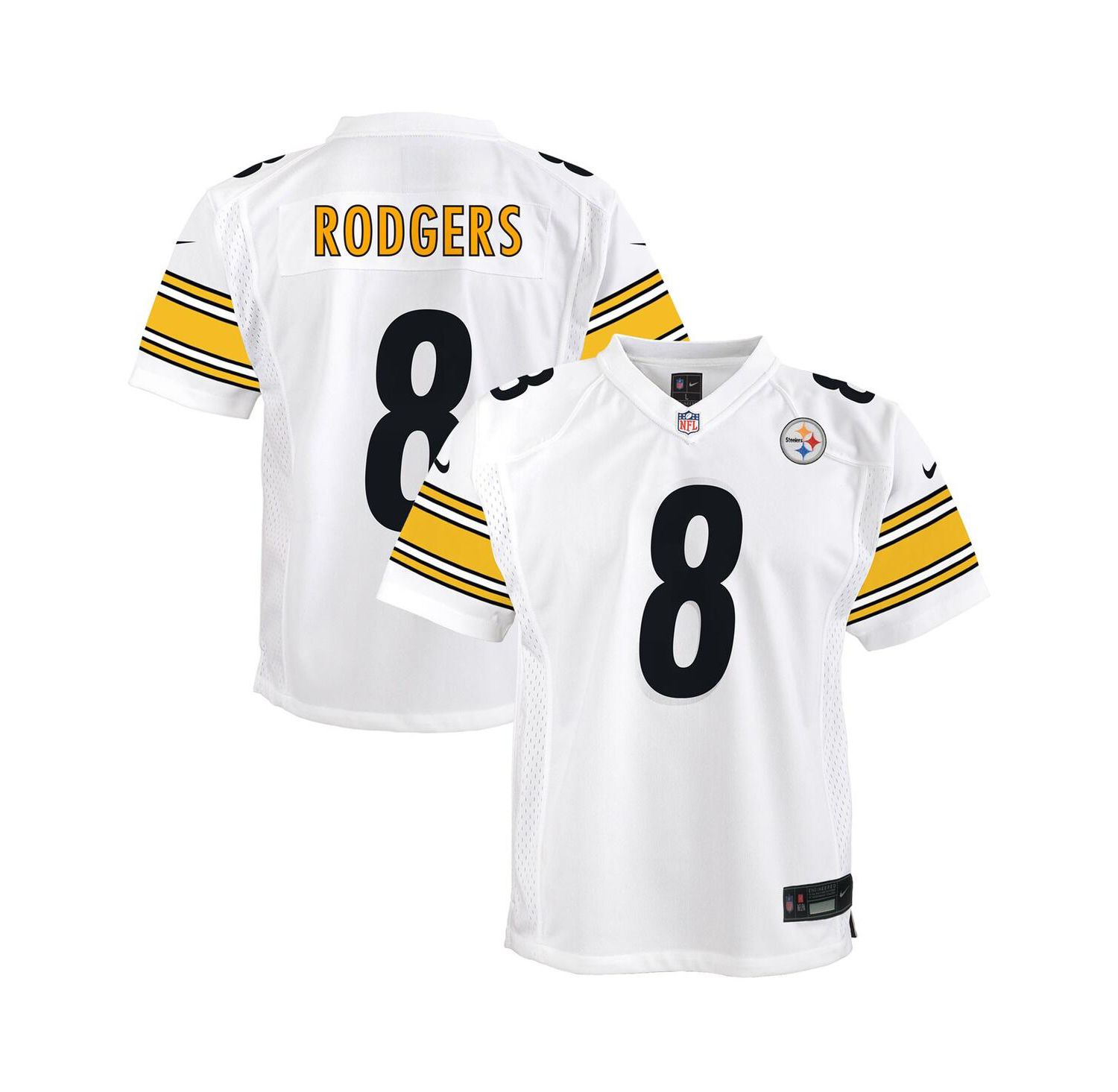 Big Boys and Girls Aaron Rodgers White Pittsburgh Steelers Game Jersey