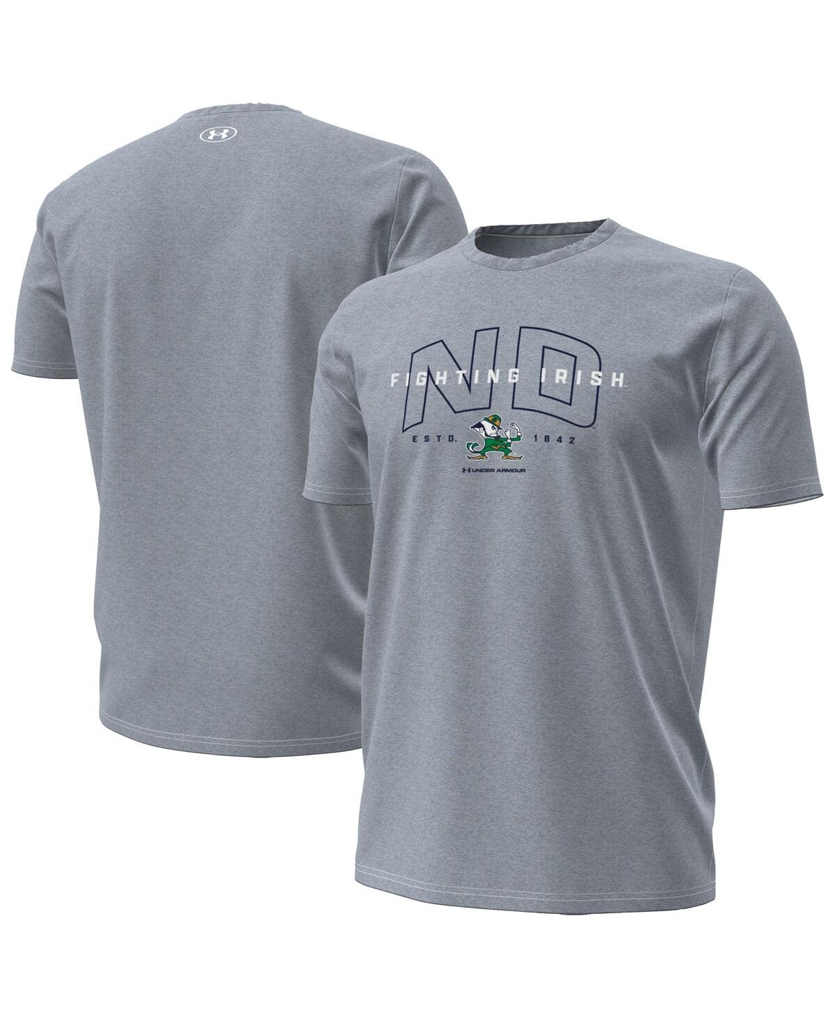 Men's Heather Gray Notre Dame Fighting Irish Overlay Performance T-Shirt - Heather Gray