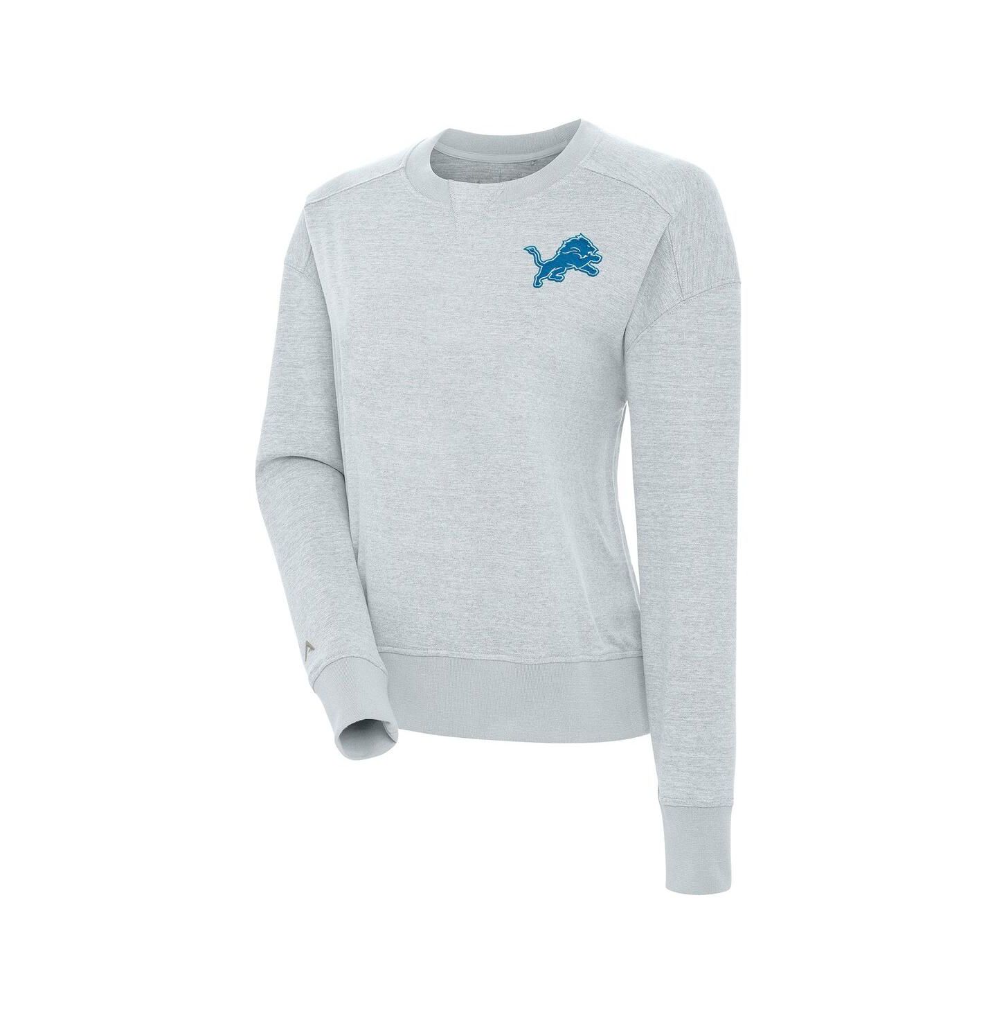 Женская толстовка Antigua Heather Gray Detroit Lions Forward Fleece Pullover — фото 1
