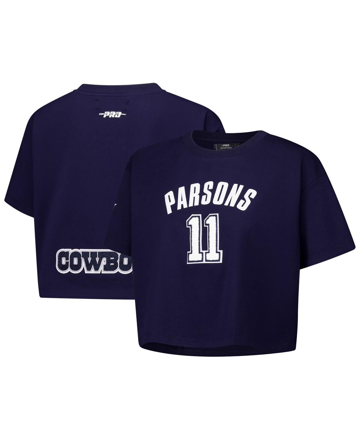 Women's Micah Parsons Navy Dallas Cowboys Player Name Number Cropped Boxy T-Shirt - Navy