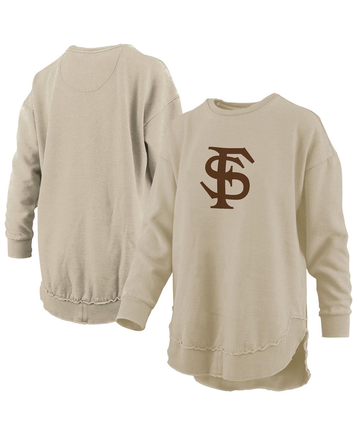 Women's Tan Florida State Seminoles Poncho Fleece Pullover Sweatshirt - Tan