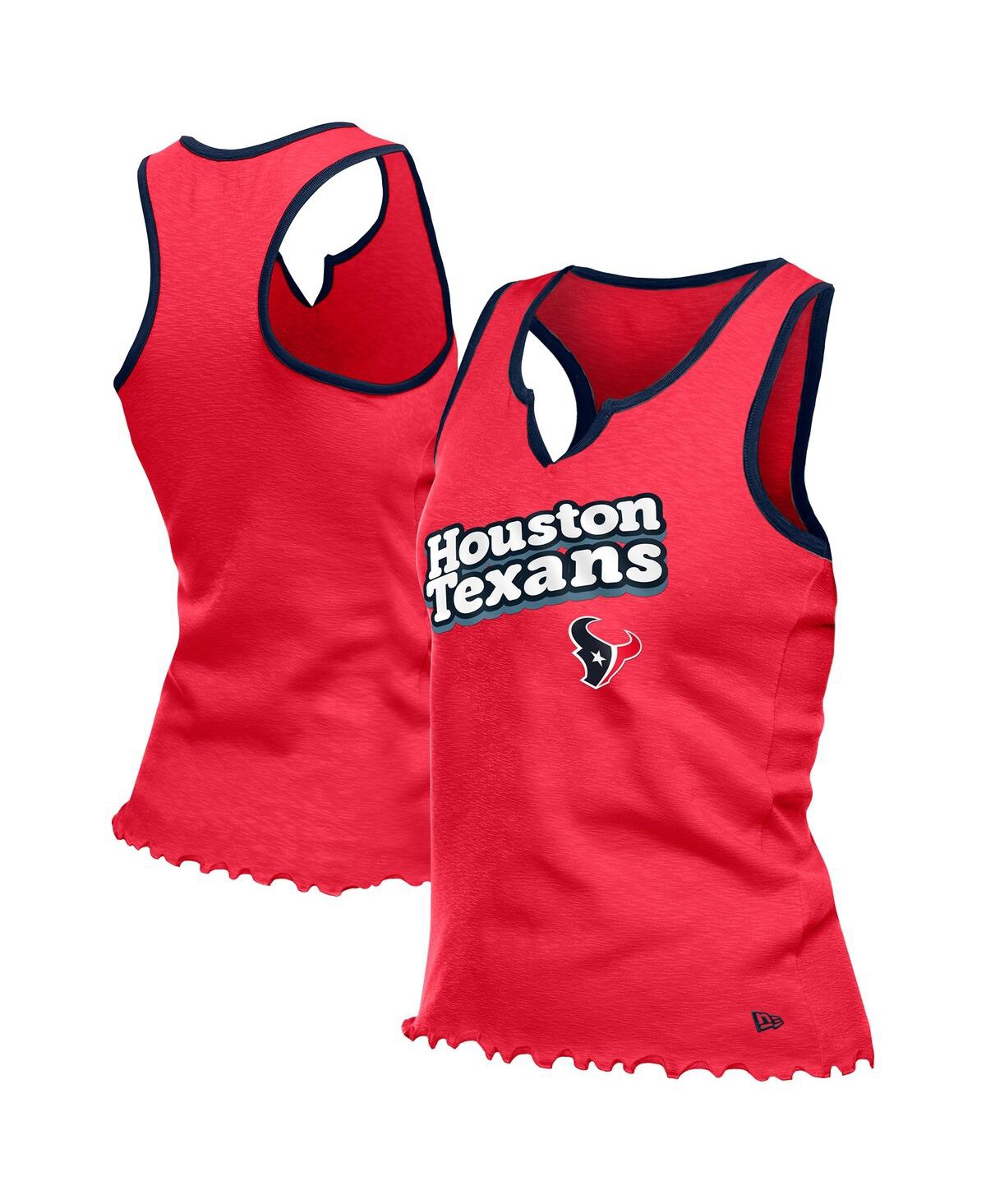 Women'sÂ Red Houston Texans Lettuce Hem Notch Neck Tri-Blend Tank Top - Red