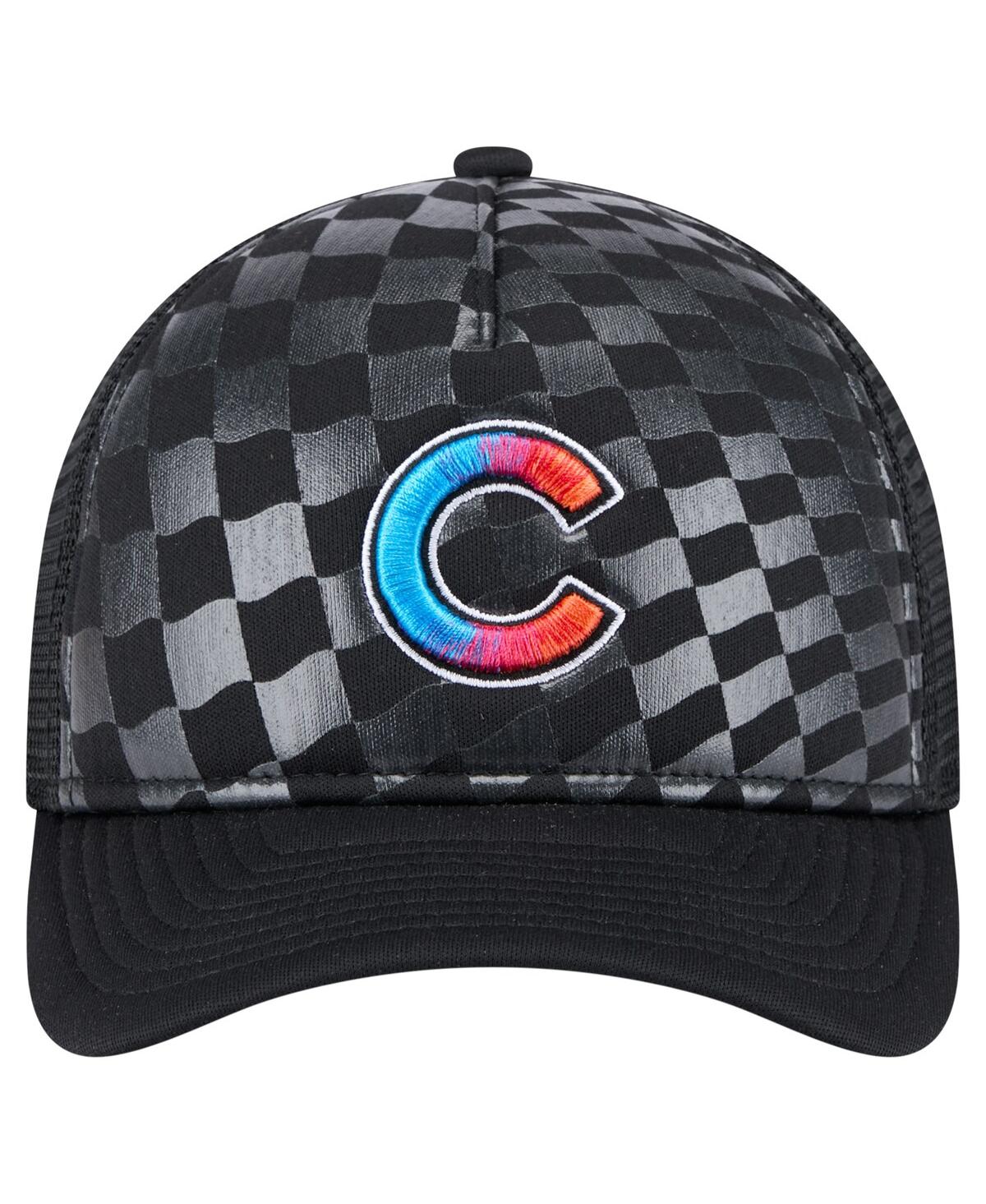 New Era Men's Black Chicago Cubs Gradient 9forty A-frame M-crown Trucker Adjustable Hat In Black