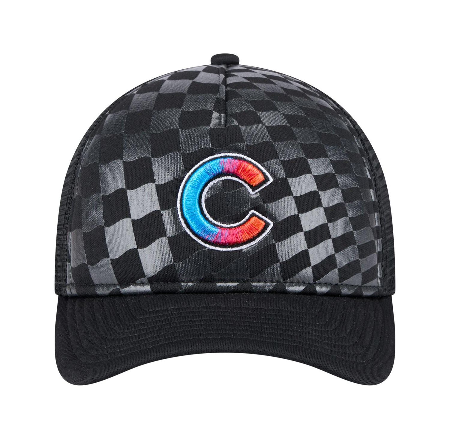 Men's Black Chicago Cubs Gradient 9FORTY A-Frame M-Crown Trucker Adjustable Hat