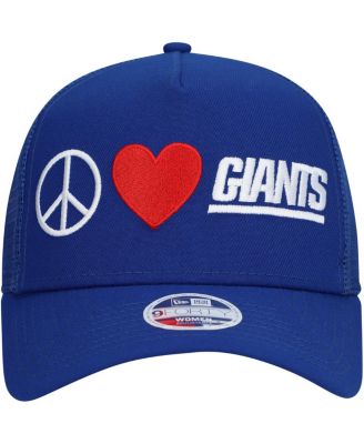 Women's Royal New York Giants Peace Love Trucker 9FORTY Adjustable Hat