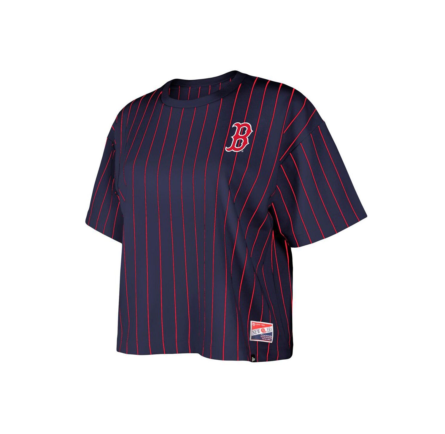 Women's Navy Boston Red Sox Boxy Pinstripe T-Shirt