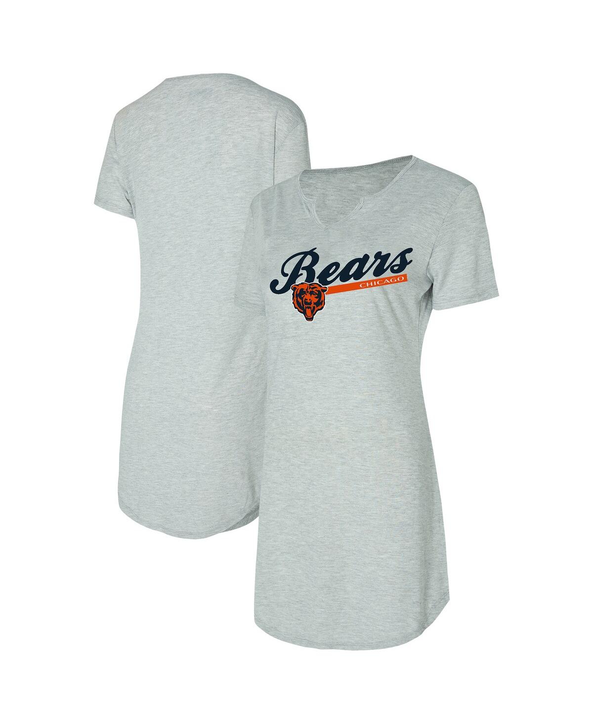 Women's Gray Chicago Bears Petition Knit Notch Neck Nightshirt - Gray