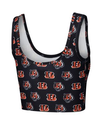 Women's Black Cincinnati Bengals Record Allover Print Bralette