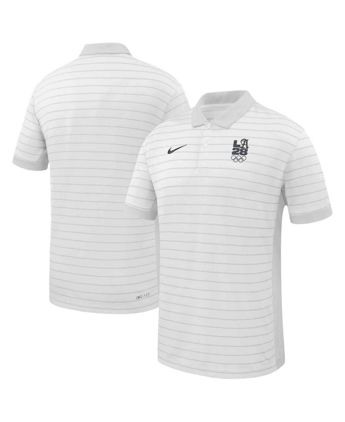 Men's White LA28Â Summer Olympics Performance Victory Stripe Polo Shirt - White