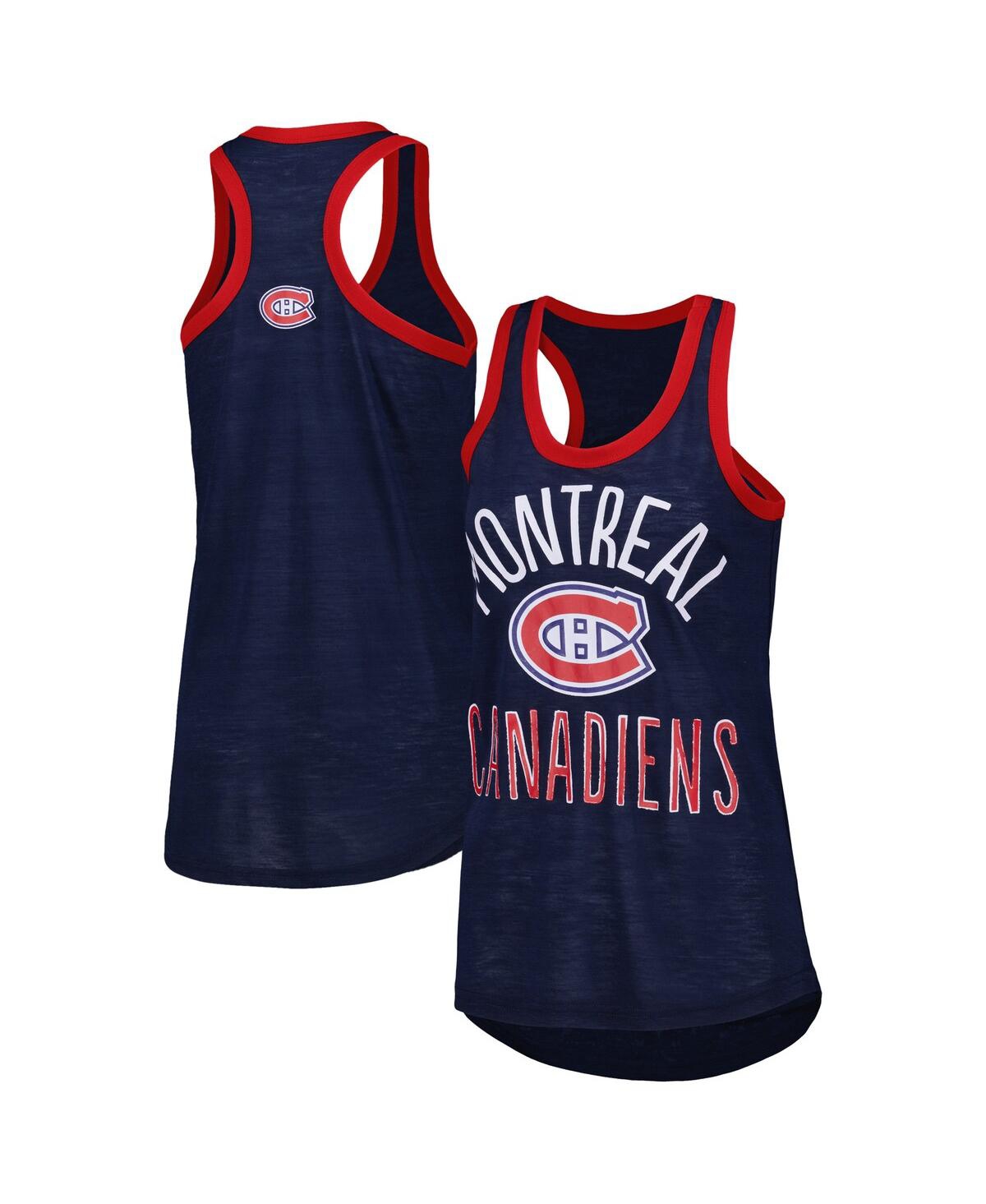 Women's Navy Montreal Canadiens First Base Racerback Scoop Neck Tank Top - Navy
