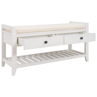 Storage Bench Shoe Rack with Cushioned Seat and Drawers