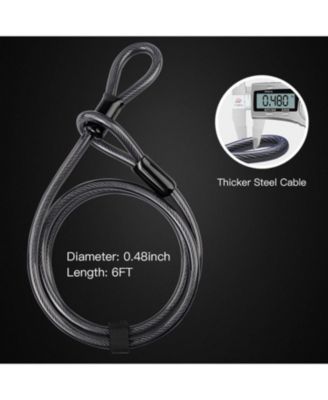 Lock Heavy Duty Bike Lock Bicycle U Lock, 16mm Shackle and 6ft Length Security Cable with Sturdy Mounting Bracket for Bicycle, Motorcycle and More