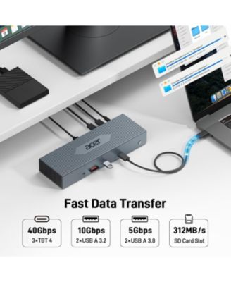 Thunderbolt 4 Dock for 4 Monitors | 16-in-1 USB-C Docking Station with 40Gbps Speed, 4K60Hz, 8K Support, 160W Power, 2.5Gbps Ethernet | Compatible with Windows, MacBook, Acer Laptops