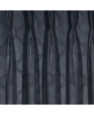 2 Pack Windsor Pinch Pleat/Rod Pocket/Back Tab Quatrefoil Window Curtain Panels - 63 in. Long - Navy