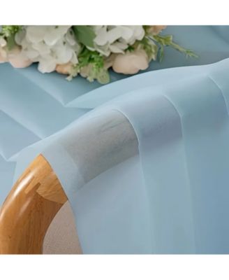 Extra Long 1 Piece Baby Blue Lightweight Rod Pocket Transparent Backdrop Sheer Window Curtain - 90 in. Long