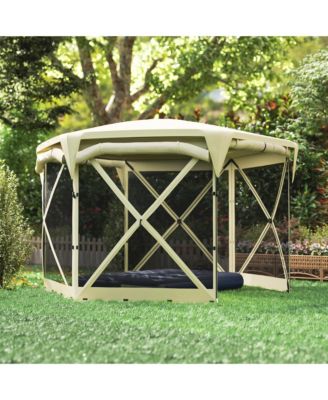 11ft Pop Up Gazebo Screen Tent with Removable Roof, Dark