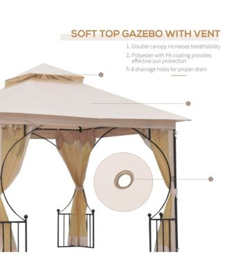 10'x10' Garden Gazebo, Patio Party Shelter, 2 Tier Roof,