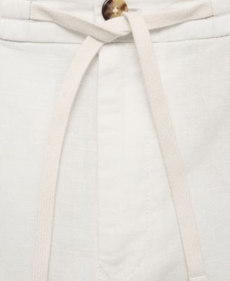 Men's Slim-Fit Drawstring Linen Pants