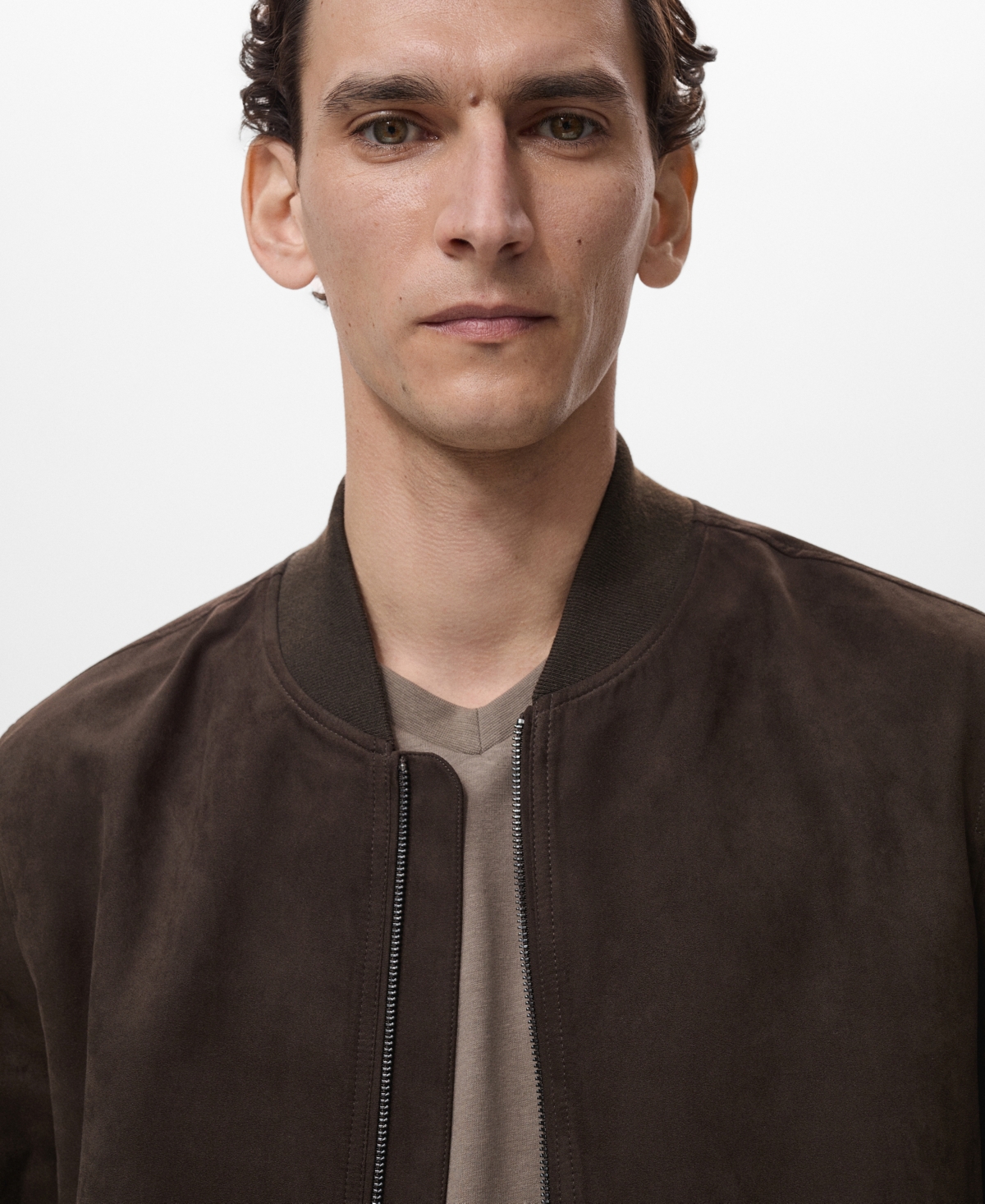 Mango Men's Suede-effect Bomber Jacket In Brown