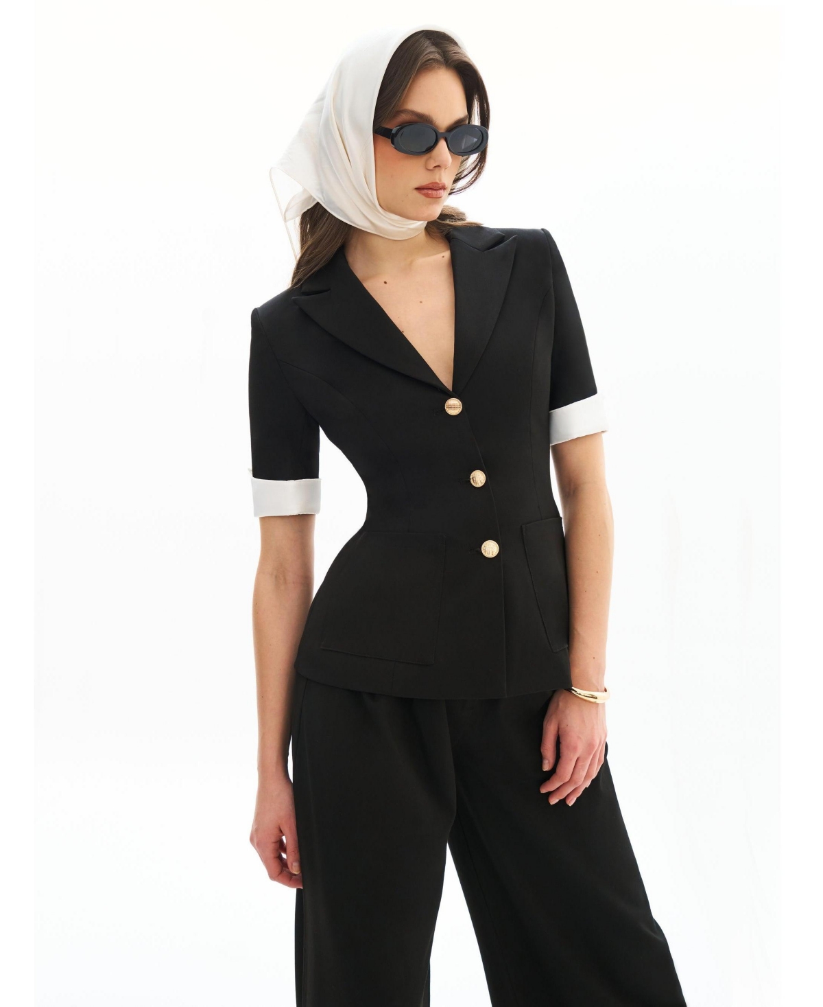 Women Aleena Short Sleeve Business Casual Blazer - Black