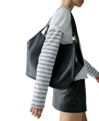 Deco Tulip Medium Leather Tote Bag