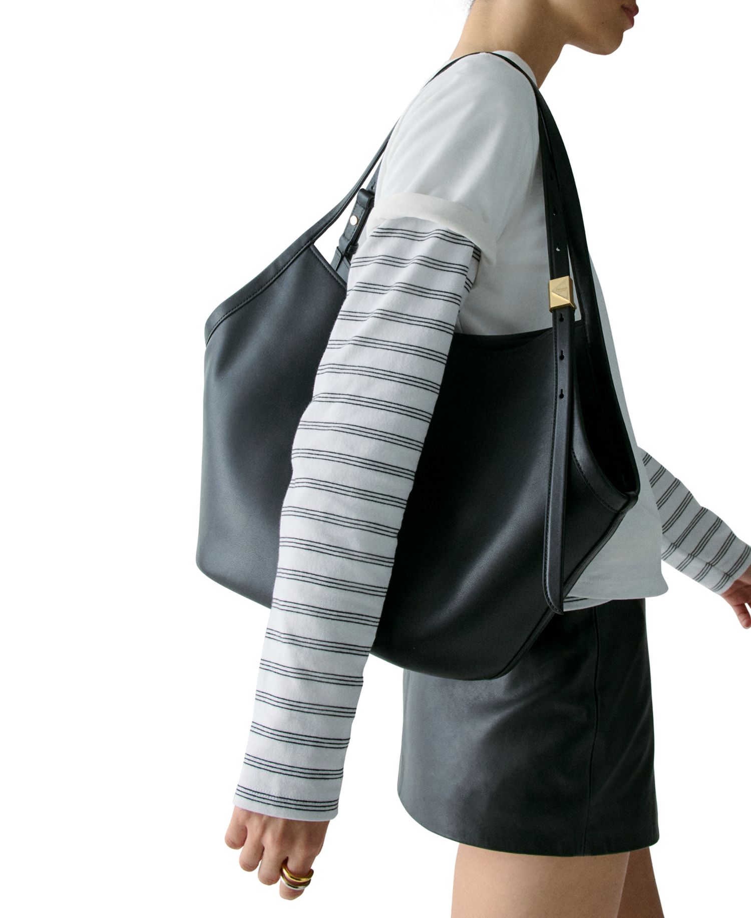 Deco Tulip Large Leather Tote Bag