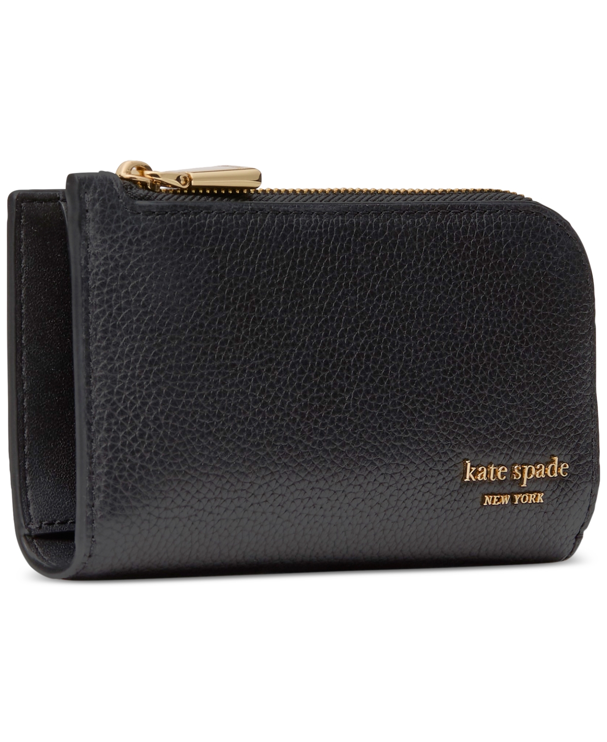 Kate Spade Devin Pebbled Leather Small Slim Bifold Wallet In Black