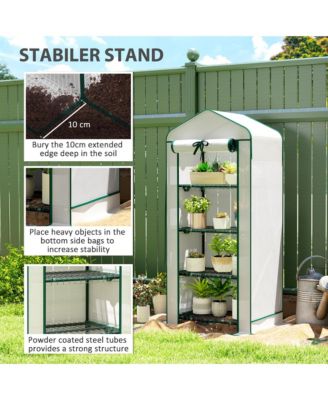 4-Tier Mini Greenhouse with Screen Roof and Reinforced PE Cover