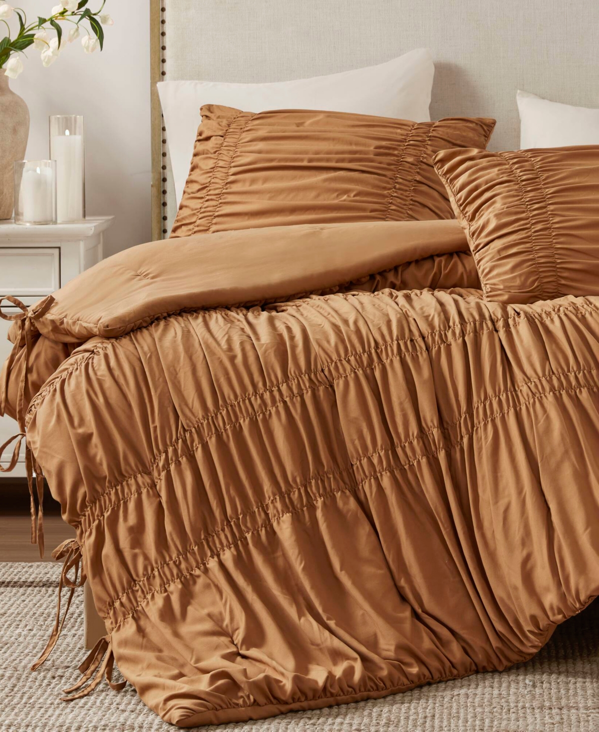510 Design Mia Ruched 2-pc. Comforter Set, Twin/twin Xl In Brown