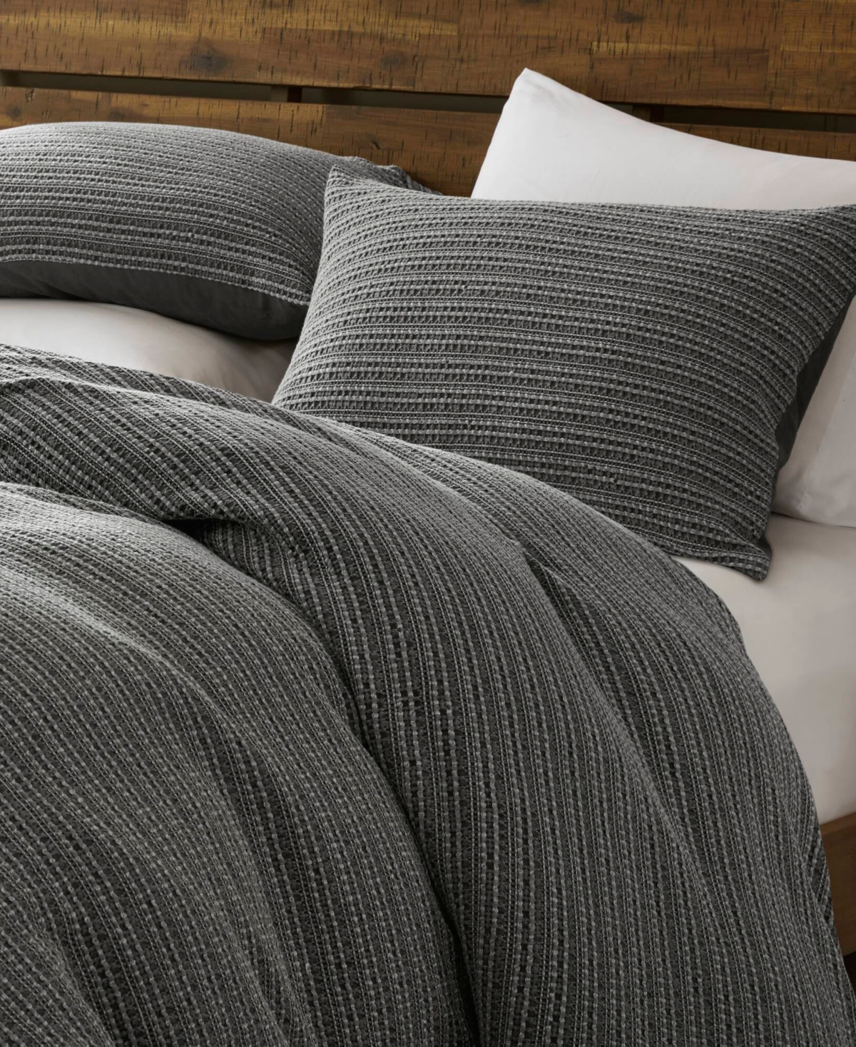 Woolrich Lyon Waffle Washed 3-pc. Duvet Cover Set, King/california King In Gray