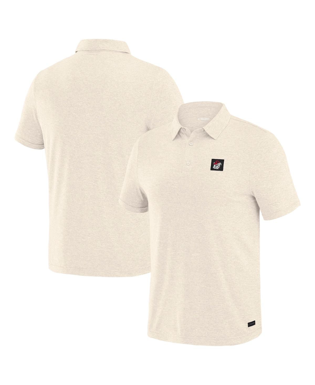Men's White Georgia Bulldogs Four Down Polo Shirt - Tan