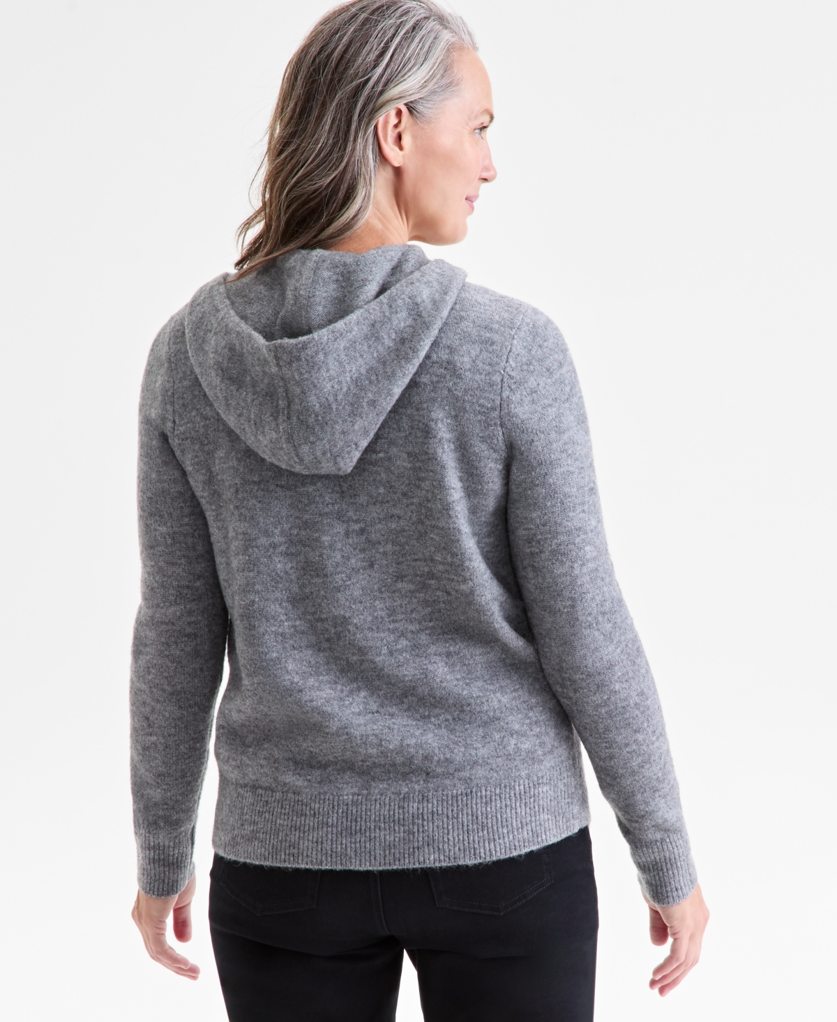 Style & Co Petite Zip-front Hooded Sweater, Macy's Exclusive