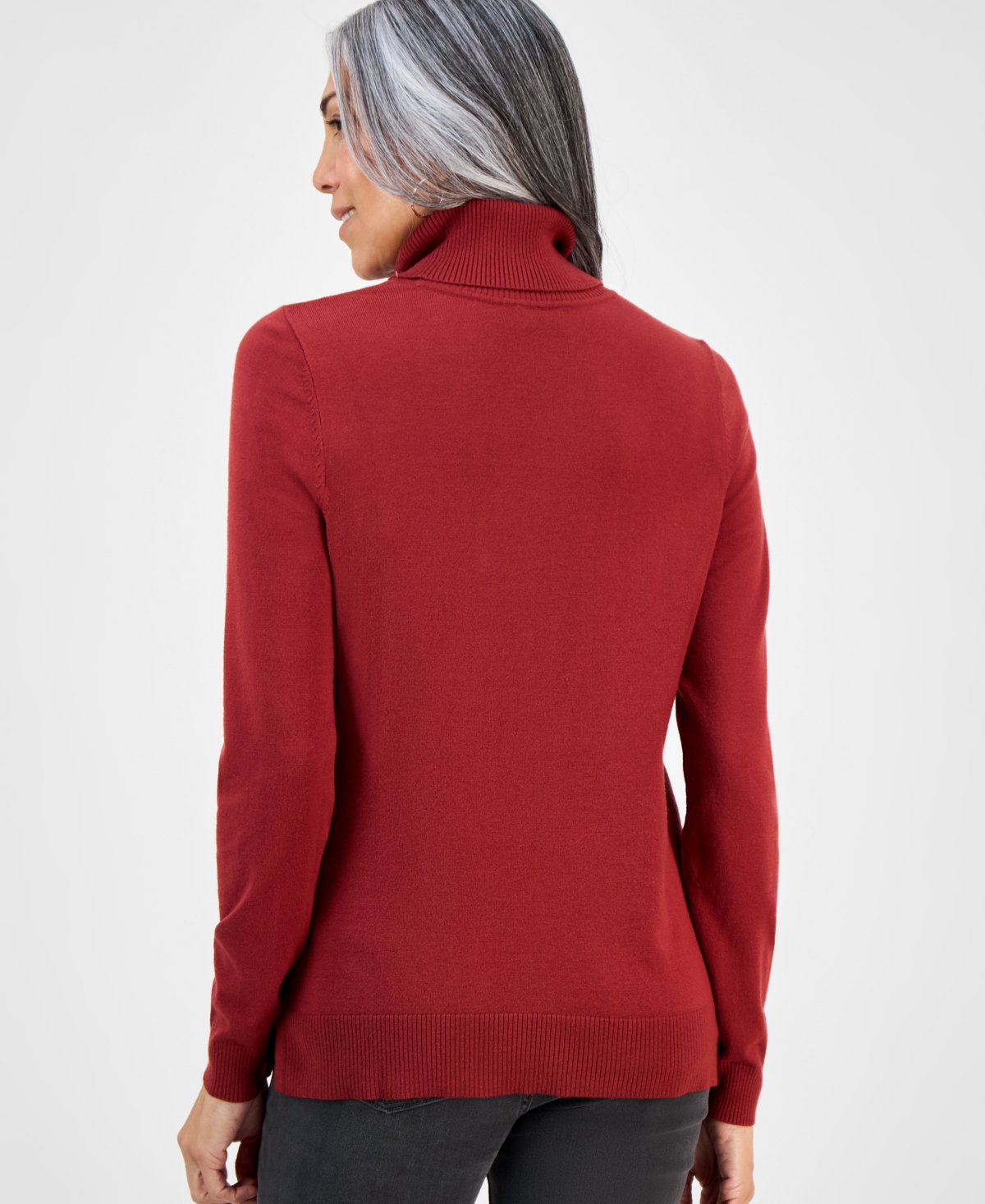 Style & Co Women's Long-sleeve Turtleneck Sweater, Created For Macy's In Red