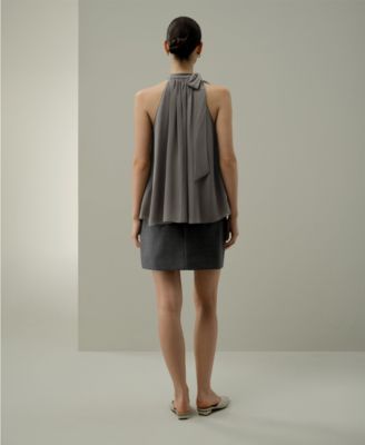 Women's Silk Georgette Tie-Neck Blouse