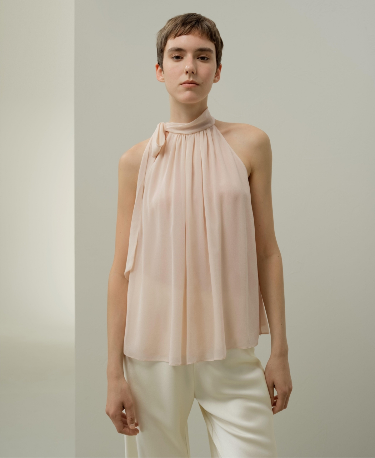 Lilysilk Women's Silk Georgette Tie-Neck Blouse