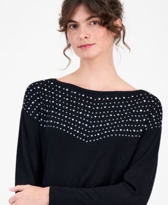 Women's Embellished Drop-Shoulder Sweater
