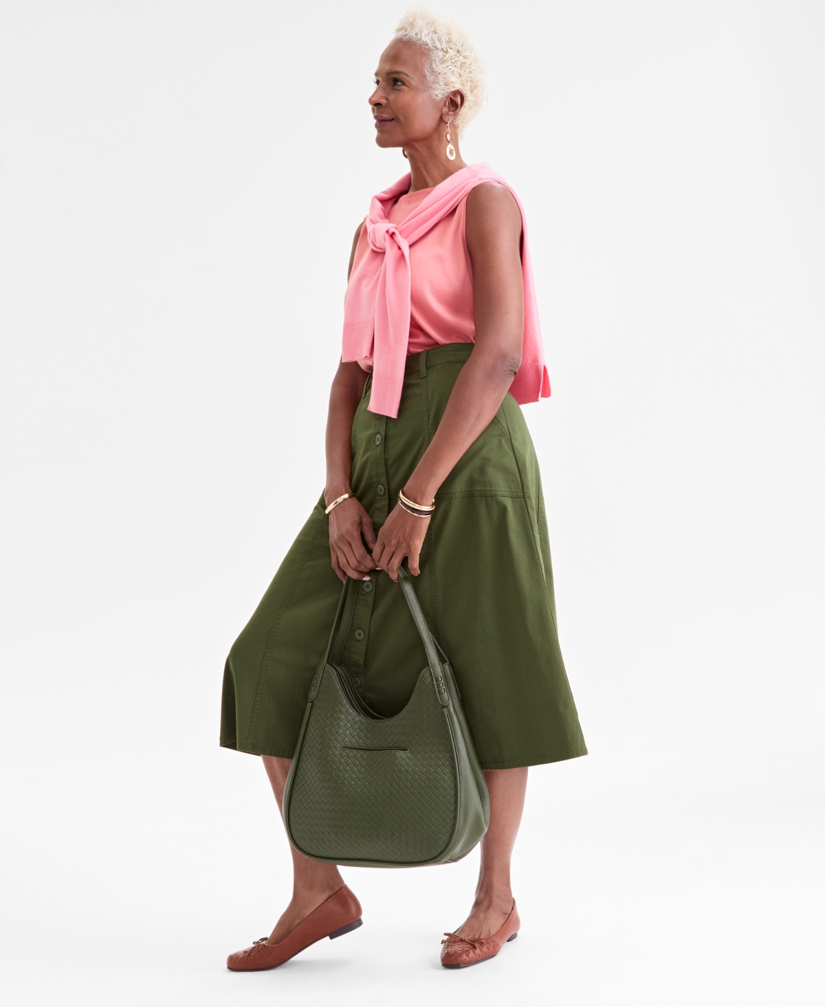 Style & Co Women's Mid-rise Utility Midi Skirt, Macy's Exclusive In Pink